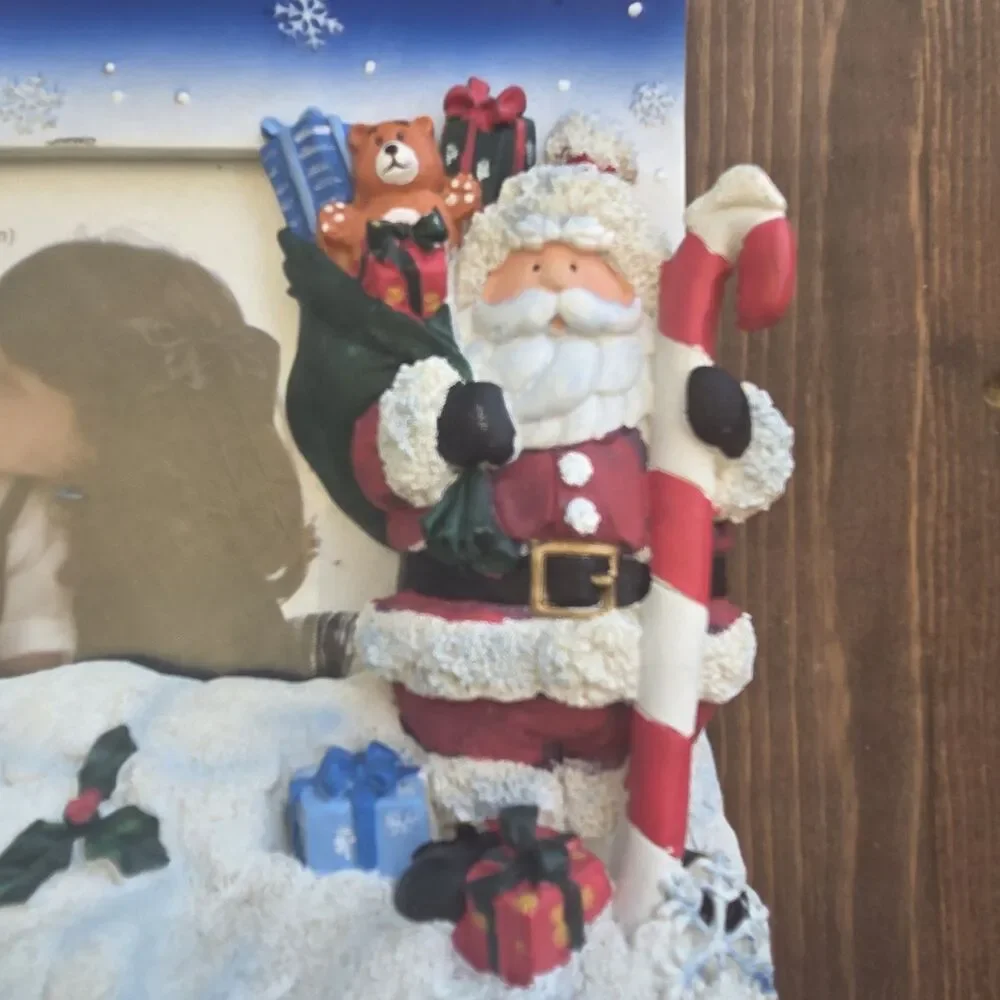Vintage Christmas Santa Picture Frame 4x6 Holiday Photo Frame Tree & Gifts
